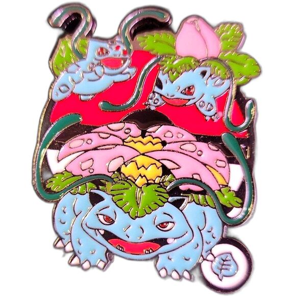 Large Pokemon Bulbasaur ivysaur venusaur Pokémon Evolution enamel pin - Picture 1 of 3